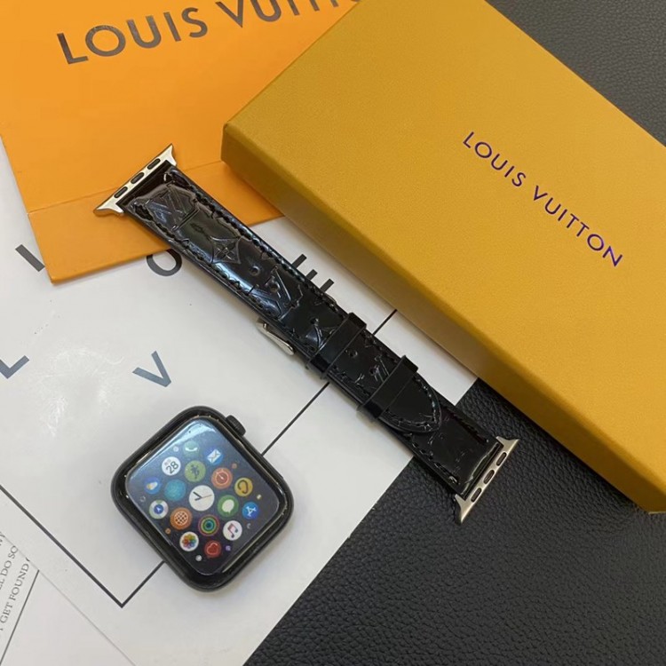 Lv ルイヴィトンブランド Apple Watch ultra 2 49mm バンド 華奢革 交換バンド アップルウォッチ8 9 7 ultraブランドベストハイブランドアップルウォッチ9  8/se2革ベルト 耐久性男性向けアップルウオッチ se2/7 スポーツベルト 上質