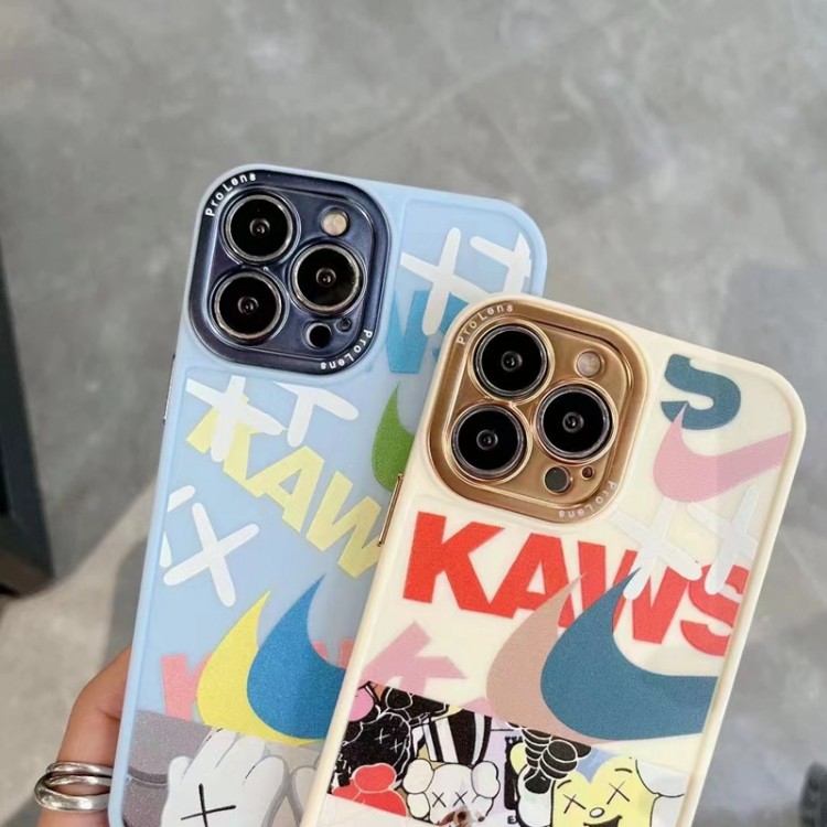 ブランドナイキiphone14 13pro maxケース kaws アップル13proスマホカバー 流行り アイフォン12pro maxケース 個性プリント柄 iphone11/11pro maxスマホケース ファッション 落下保護