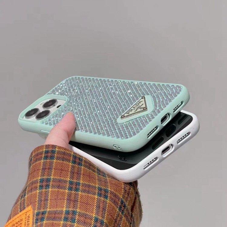 PRADA ダイヤモンドiphone14Plusケース ブランド キラキラ プラダ アイファン14pro/14スマホカバー 三角ワッペン iphone14Promaxケース マカロン色合い iPhone13/13proスマホケース 指紋防止 iPhone12promax/12カバー 滑り止め かわいい レディース愛用