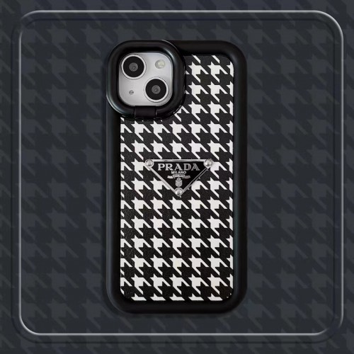 Prada ブランドiPhone14/14proスマホケース 千鳥格の柄 プラダ アイフォン14pro  max/14plusケース スタンド機能性付き iPhone13pro/13Pro max/13スマホカバー 滑り止め フレーム iPhone12/12pro/12pro maxケース 耐衝撃 おしゃれ 男女