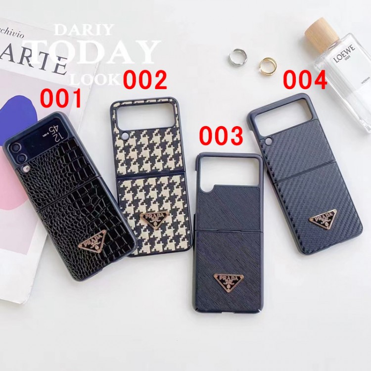 Prada/プラダ Galaxy Z Flip4スマホケース 贅沢ワニ紋 ブランド galaxy z flip3携帯カバー エレガント 千鳥格の柄 PRADA ギャラクシー z flip4ケース 流行り 耐衝撃 四角保護 ファッション 男女 シンプル ビジネス 指紋防止