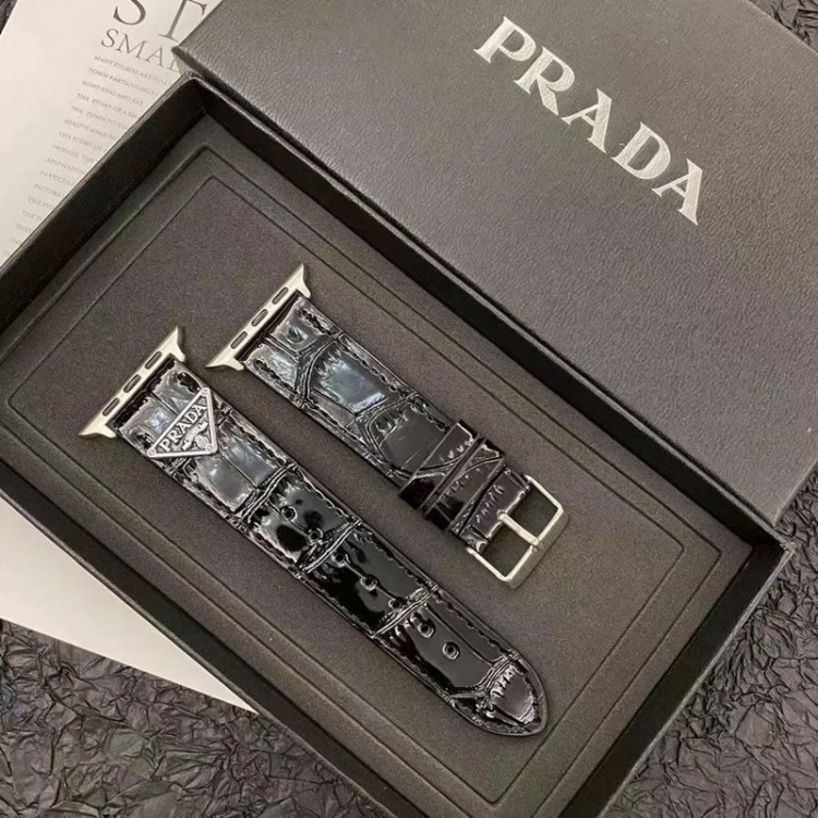 PRADA/プラダ アップルウォッチ9 ultra2 バンド 流行り オシャレ ハイブランド iwatch 8/se2ベルト 大人っぽい 男性 Apple Watch 7/6/5/4/3/2/1ブランド バンド 高級感 プレゼント ワニ紋