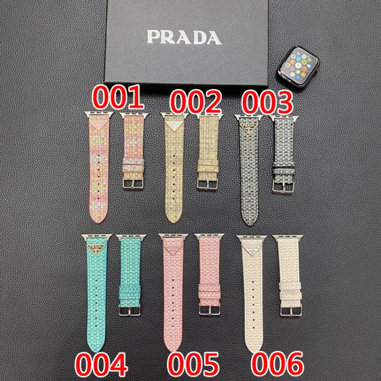 Prada プラダブランド Apple Watch 9/ultra バンド 華奢革 交換バンド高級感 Apple Watch se2/6/5/4/3/2/1ベルト 軽量 フィット 通気性ブランドiwatch 7バンド 丈夫Apple Watch ultra/8/7/6ブランドベルト 流行り