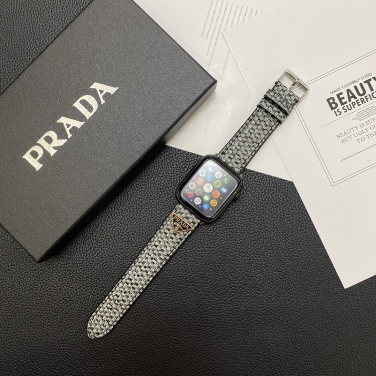 Prada プラダブランド Apple Watch 9/ultra バンド 華奢革 交換バンド高級感 Apple Watch se2/6/5/4/3/2/1ベルト 軽量 フィット 通気性ブランドiwatch 7バンド 丈夫Apple Watch ultra/8/7/6ブランドベルト 流行り