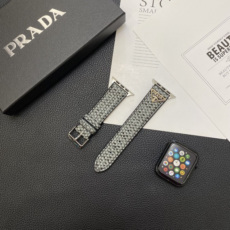 Prada プラダブランド Apple Watch 9/ultra バンド 華奢革 交換バンド高級感 Apple Watch se2/6/5/4/3/2/1ベルト 軽量 フィット 通気性ブランドiwatch 7バンド 丈夫Apple Watch ultra/8/7/6ブランドベルト 流行り