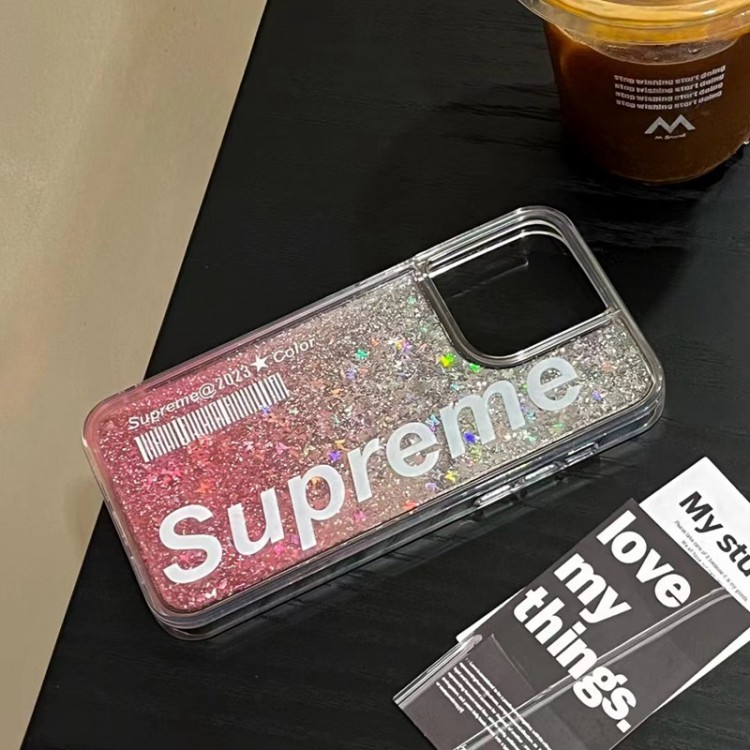 ブランド iPhone15 14pro maxケース シュプリーム iPhone 14+/14proカバー 輝きラメ SUPREME アイフォン13proスマホケース 落下保護 iPhone 13 12 pro maxケース 柔らか アイフォン11スマホカバー 薄型 滑り止め