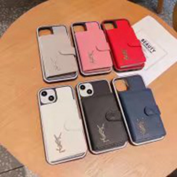 YSL ブランド アイフォン13pro 14 収納ケース カードポーチ付き イヴサンローラン iPhone13pro maxカバー 純正レザー 耐久性 iphone12ケース お洒落 IPHONE12pro maxカバー レディース iPhone11proスマホケース簡約メンズ