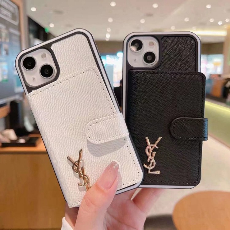 YSL ブランド アイフォン13pro 14 収納ケース カードポーチ付き イヴサンローラン iPhone13pro maxカバー 純正レザー 耐久性 iphone12ケース お洒落 IPHONE12pro maxカバー レディース iPhone11proスマホケース簡約メンズ