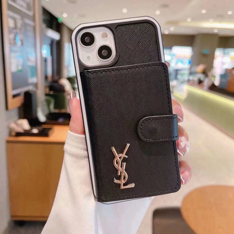 YSL ブランド アイフォン13pro 14 収納ケース カードポーチ付き イヴサンローラン iPhone13pro maxカバー 純正レザー 耐久性 iphone12ケース お洒落 IPHONE12pro maxカバー レディース iPhone11proスマホケース簡約メンズ