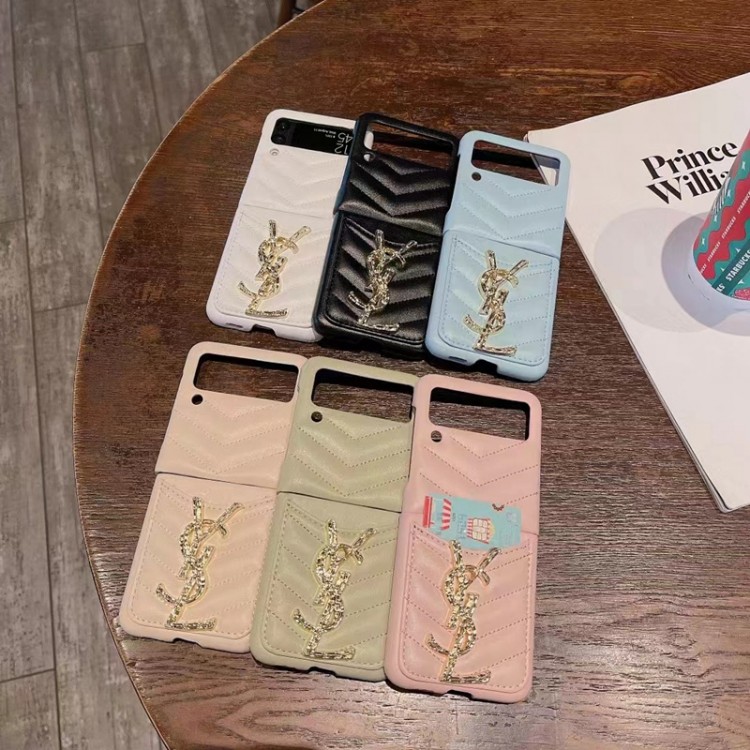 ブランド YSL ギャラクシー Z Flip4携帯カバー 純正レザー 耐衝撃 イヴサンローラン Galaxy z flip3スマホケース 高級感 カード収納  galaxy z flip4ケース 高級感 シンプル 逸品 滑り止め メンズ レディース