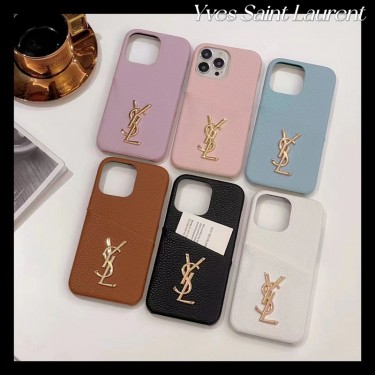 ブランド YSL アイフォン14pro/14 plusスマホカバー 純正レザー イヴサンローラン iPhone 14 pro maxケース 金具ロゴ iPhone 13 12 pro maxケース カードポケット アップル14 /13 pro/12スマホケース 質感 オシャレ 耐用性 メンズ レディース