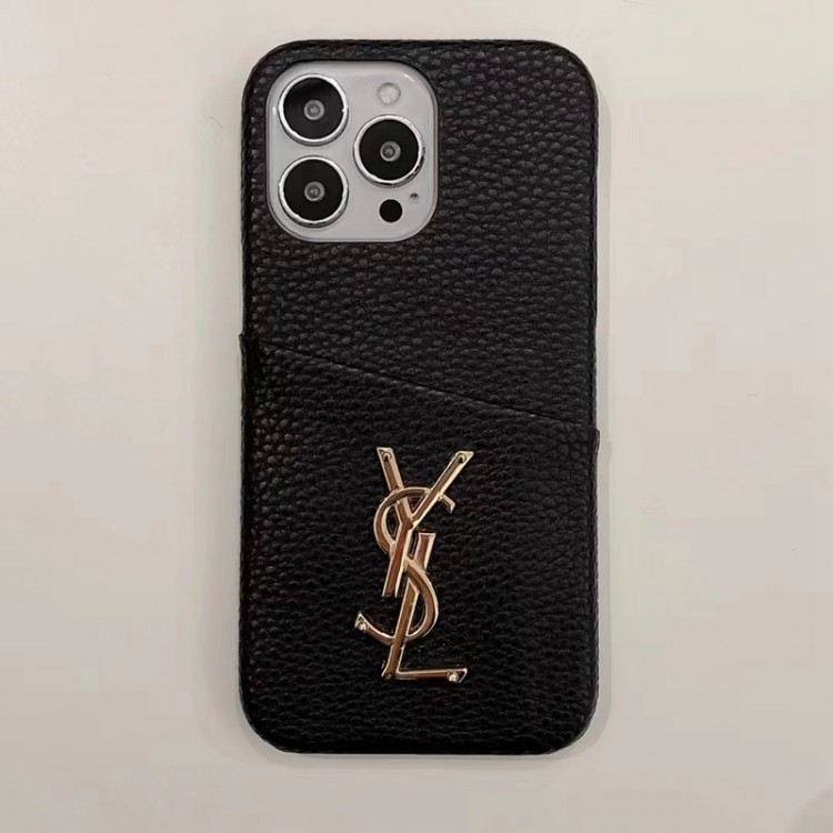 ブランド YSL アイフォン14pro/14 plusスマホカバー 純正レザー イヴサンローラン iPhone 14 pro maxケース 金具ロゴ iPhone 13 12 pro maxケース カードポケット アップル14 /13 pro/12スマホケース 質感 オシャレ 耐用性 メンズ レディース