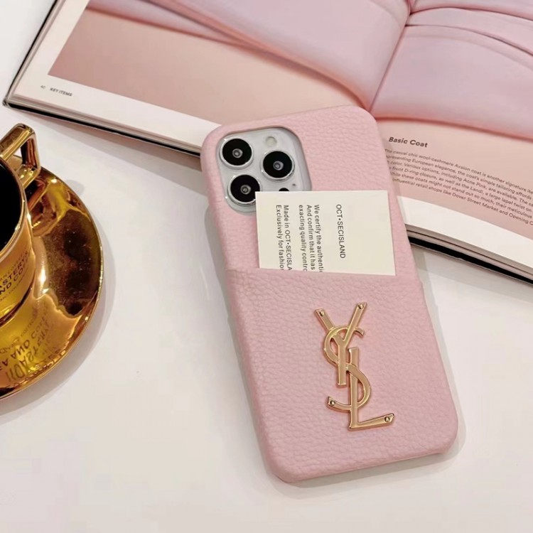 ブランド YSL アイフォン14pro/14 plusスマホカバー 純正レザー イヴサンローラン iPhone 14 pro maxケース 金具ロゴ iPhone 13 12 pro maxケース カードポケット アップル14 /13 pro/12スマホケース 質感 オシャレ 耐用性 メンズ レディース