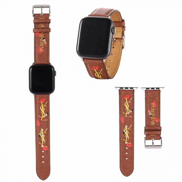 Ysl イブサンローランブランド Apple Watch ultra 2 49mm バンド 華奢革 交換バンドハイブランドアップルウォッチ9 8/se2革ベルト 耐久性男性向けアップルウオッチ se2/7 スポーツベルト 上質ブランド apple watch ultra シリコンバンド 痛くない