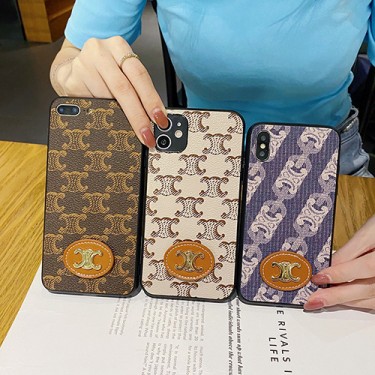 Celine セリーヌ iphone 13Pro max/13Pro/13mini/13 スマホカバー 背面レザー製 経典柄 アイフォン12pro max/12pro/12mini/12ケース ブランド ワッペン付き 高級 おしゃれ iphone11pro/11 pro max/11/se2カバー 耐衝撃 レディース かわいい メンズ 