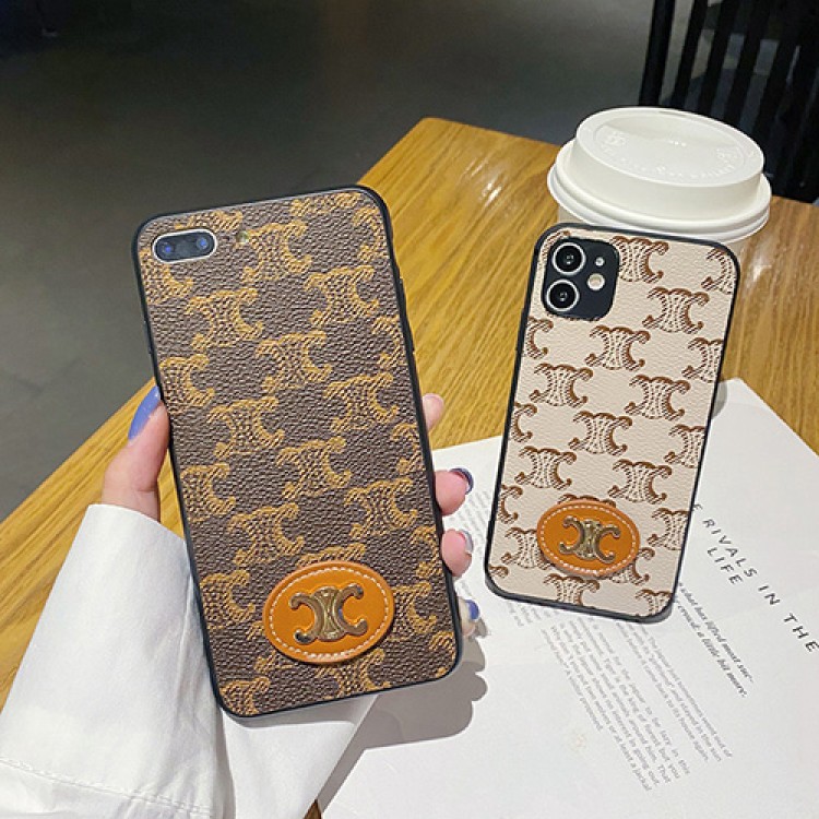 Celine セリーヌ iphone 13Pro max/13Pro/13mini/13 スマホカバー 背面レザー製 経典柄 アイフォン12pro max/12pro/12mini/12ケース ブランド ワッペン付き 高級 おしゃれ iphone11pro/11 pro max/11/se2カバー 耐衝撃 レディース かわいい メンズ 