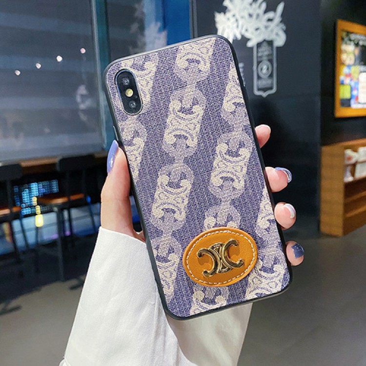 Celine セリーヌ iphone 13Pro max/13Pro/13mini/13 スマホカバー 背面レザー製 経典柄 アイフォン12pro max/12pro/12mini/12ケース ブランド ワッペン付き 高級 おしゃれ iphone11pro/11 pro max/11/se2カバー 耐衝撃 レディース かわいい メンズ 