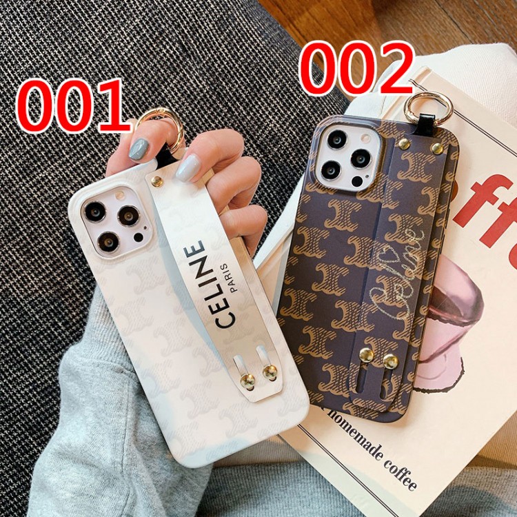 CELINE セリーヌ iPhone13pro/13pro max/13ケース ベルト付き 持ちやすい ブランド iphone12pro max/12pro/12カバー 落下保護 おしゃれ  アイフォン11pro max/11pro/11ケース シンプル 高級感 レディース メンズ