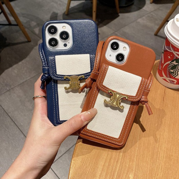 CELINE アイフォン14Promaxケース 上質レザー セリーヌ iphone14pro/14+/14ケース ブランド 高級 カード入り iphone13/13Pro max/13Proケース 斜め掛け iphone 12/12 pro/12 pro maxカバー 上品 オシャレ 多機能性