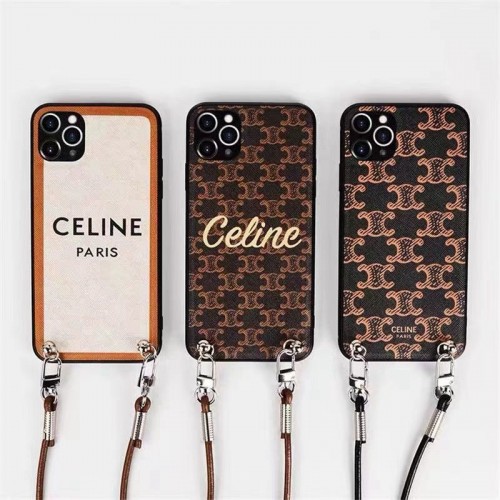 セリーヌ アイフォン14plus/14proケース ブランド メンズ 人気 Celine iphone14Promax/14スマホカバー ロングストラップ付き iphone13/13pro/13Pro maxスマホケース 背面レザー 落下保護 iPhone12pro/12ケース 耐久性 おしゃれ 指紋防止 レディース