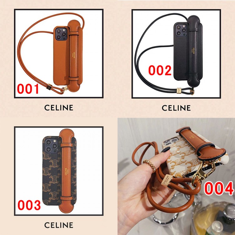 Celine/セリーヌ iPhone14promaxケース 純正レザー アイフォン14 PRO/14plusケース ブランド 華やか 革ベルト iphone14/ 13 pro maxスマホカバー 首掛けストラップ付き アップル12 pro/12/12pro maxケース 落下防止 おしゃれ iphone11proカバー ビジネス 高級感 メンズ レディース