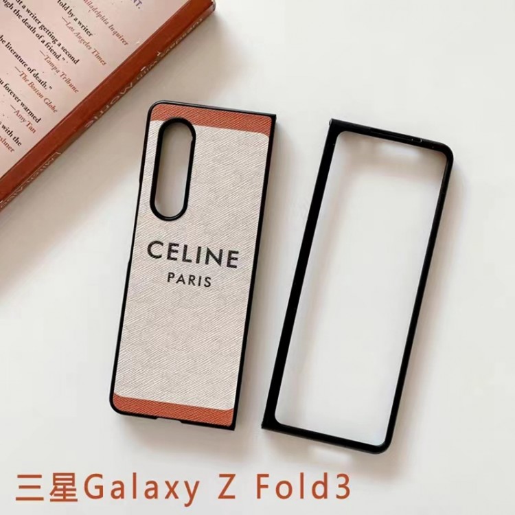 セリーヌ Galaxy Z Fold4 5スマホカバー シンプル 高品質 Celine ギャラクシーz fold3ケース ブランド 耐衝撃  フィット galaxy z fold4スマホケース 滑り止め Samsung z fold3ケース 薄型 ファッション 男女