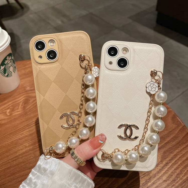 Chanel おしゃれ iphone14plus/14Proケースハイブランド 優雅 シャネル iphone 14/14promaxケース全面カバー キズ防止 iphone13pro/13カバー パールチェーン 落下防止  iphone12Pro max/12pro保護ケース軽量 フィット