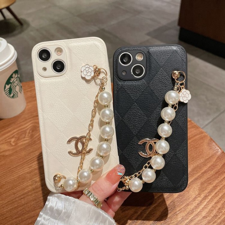 Chanel おしゃれ iphone14plus/14Proケースハイブランド 優雅 シャネル iphone 14/14promaxケース全面カバー キズ防止 iphone13pro/13カバー パールチェーン 落下防止  iphone12Pro max/12pro保護ケース軽量 フィット