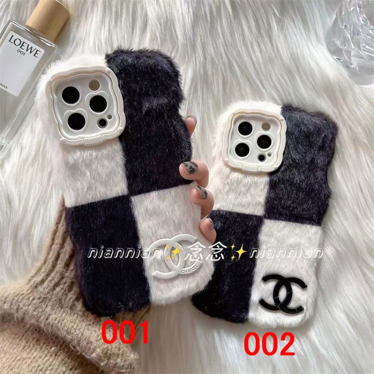 Chanel ブランド アイフォン14/14 plusスマホカバー 人気ファー シャネル iphone 14 pro/14 pro maxケース 華やか 黒白デザイン iphone13pro max/13/13proスマホケース 個性 スタンド機能 iphone12/12 pro/12pro maxケース かわいい 少女感 レディース