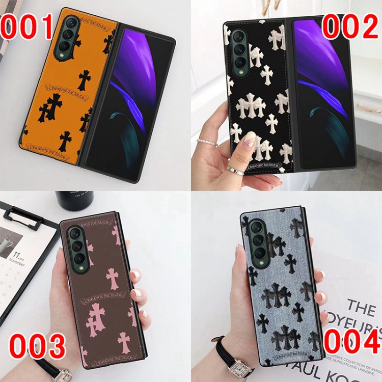 流行りChrome Hearts ブランド Galaxy Z Fold4ケース 耐久性 オシャレ クロムハーツgalaxy z fold3保護カバー 落下保護 高品質 ギャラクシーz fold4ケース 耐衝撃 シリコン枠 メンズ 人気 レディース 激安