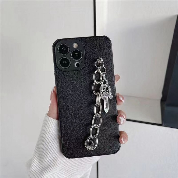 ブランド クロムハーツ iphone 14 PRO MAX PLUSカバーケース 個性 流行り chrome hearts アイフォン14proケース 純正レザー 衝撃保護 iphone 13 12 pro maxスマホカバー 人気十字架の柄 iphone 13 pro/12/11pro max ケース メンズ 黒い ファッション