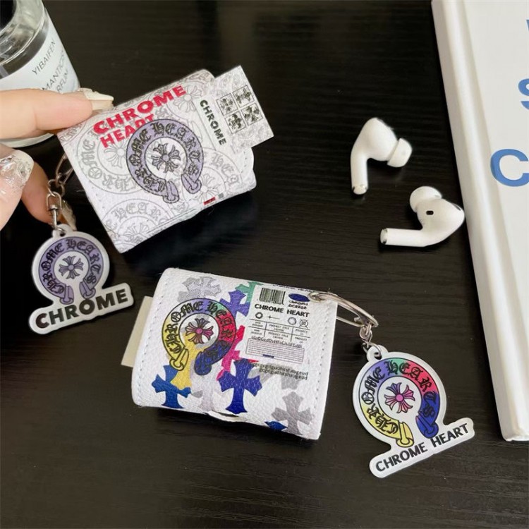 クロムハーツ Chrome Hearts AirPods 3 4ブランドケース 携帯便利 ファッションかわいいエアーポッズ4/3/2/1カバー個性ブランドairpods 4 3/プロ2カバーパロディブランド若者オシャレエアーポッズ4 3 pro2/proケース耐衝撃