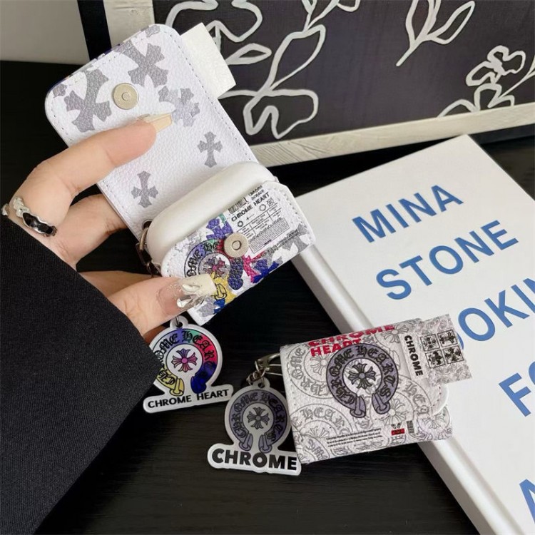 クロムハーツ Chrome Hearts AirPods 3 4ブランドケース 携帯便利 ファッションかわいいエアーポッズ4/3/2/1カバー個性ブランドairpods 4 3/プロ2カバーパロディブランド若者オシャレエアーポッズ4 3 pro2/proケース耐衝撃