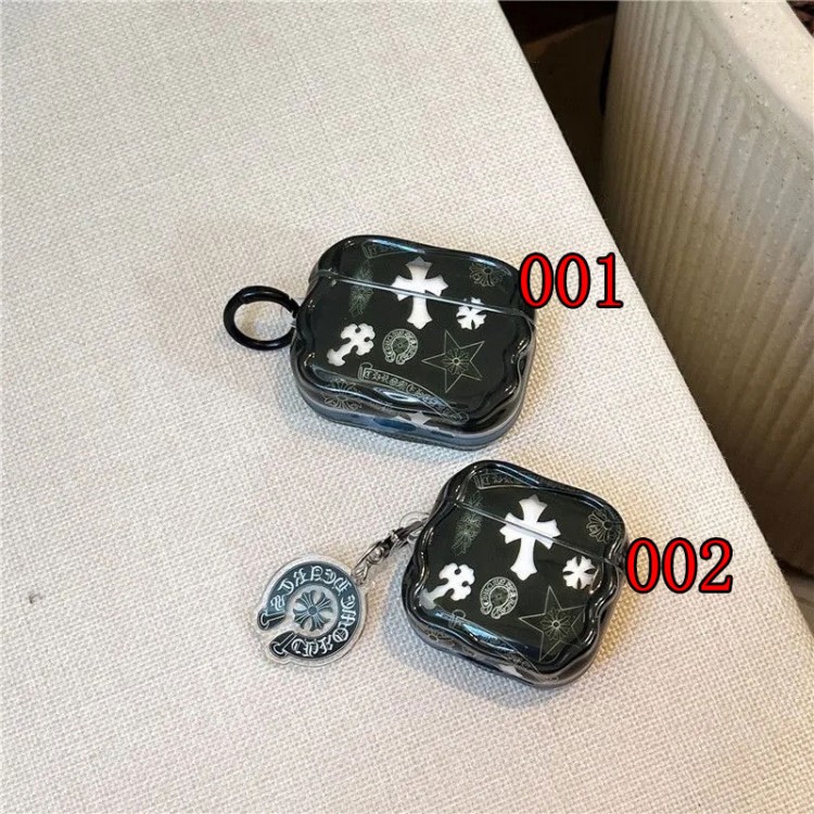 クロムハーツ Chrome Heartsブランドエアーポッズ プロ3 pro2 4 3 2 max保護ケースairpods 4 pro3 pro2 3カバー 軽量 紛失防止かわいいエアーポッズプロ3/4/3/2/1カバー個性ブランド若者オシャレエアーポッズ4 3 pro2/proケース耐衝撃