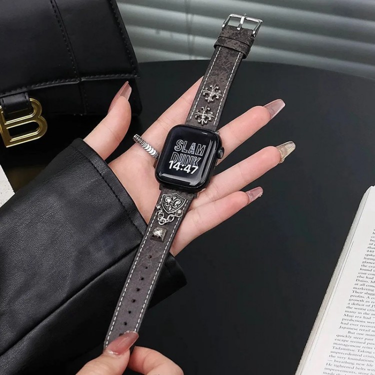 クロムハーツ Chrome Heartsブランド Apple Watch11 ultra3 10 9 ultra2 バンド 華奢革 交換バンド アップルウォッチ11 10 ultra3 49mmブランドベルト高級感 Apple Watch 11 se3 10 9 8 7 se2/6/5/4/3/2/1ベルト 軽量 フィット 通気性ハイブランドアップルウォッチUltra3/11/10 9 8/se2革ベルト 耐久性