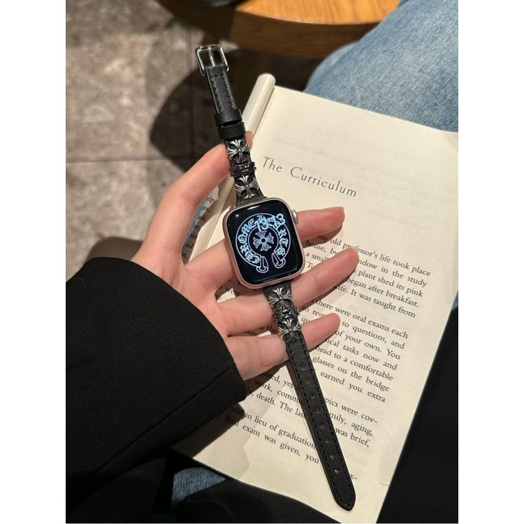 クロムハーツ Chrome Heartsブランド Apple Watch 12 11 ultra3 10 9 ultra2 se3バンド 華奢革 交換バンド アップルウォッチ s12 11 10 ultra3 49mmブランドベルトハイブランドアップルウォッチ s12/Ultra3/11/10 9 8/se2革ベルト 耐久性Apple Watch 12/11/se3/10 9 ultra/8/7/6ブランドベルト 流行11り