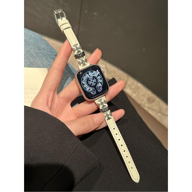 クロムハーツ Chrome Heartsブランド Apple Watch 12 11 ultra3 10 9 ultra2 se3バンド 華奢革 交換バンド アップルウォッチ s12 11 10 ultra3 49mmブランドベルトハイブランドアップルウォッチ s12/Ultra3/11/10 9 8/se2革ベルト 耐久性Apple Watch 12/11/se3/10 9 ultra/8/7/6ブランドベルト 流行11り