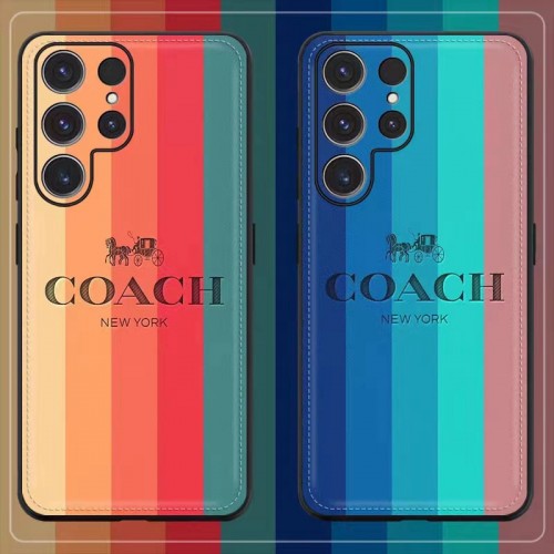 COACH ブランド Galaxy a54/S23 S22 ultra スマホケース 高品質レザー コーチPhone 14 13 11 pro max/12miniカバー 虹ストラップ  着脱安い 耐衝撃 xperia 1v/10iv/5iii携帯ケース 個性 オシャレ 滑り止め ファッション スポーツ風  レディース メンズ