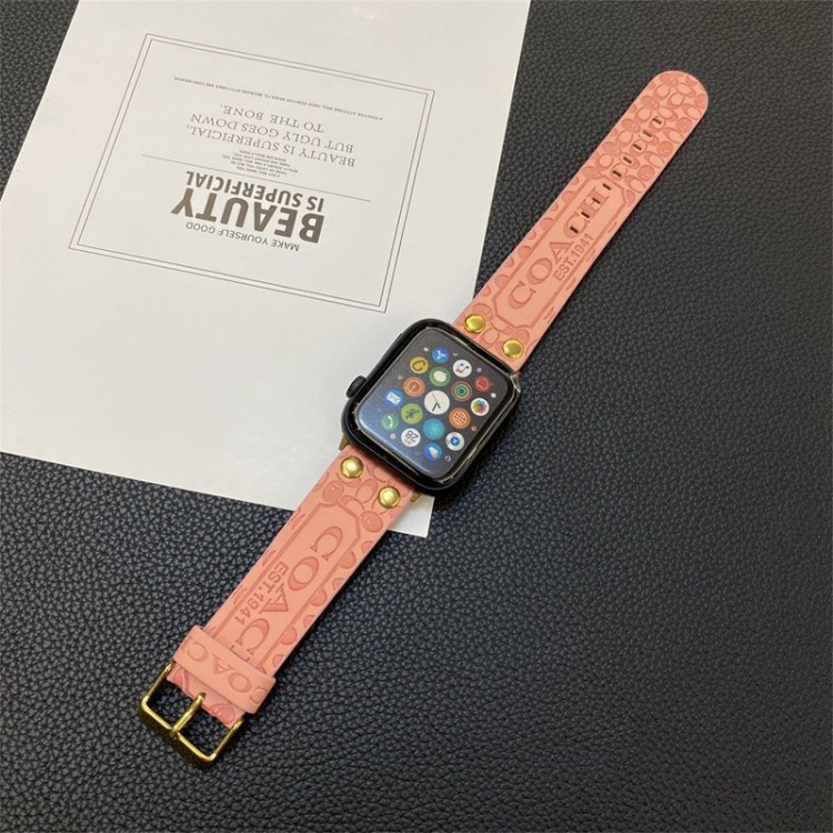 Coach コーチブランド Apple Watch 9 ultra バンド 華奢革 交換バンドハイブランドアップルウォッチ9 8/se2革ベルト 耐久性ブランドiwatch 7 8 9 バンド 丈夫Apple Watch 9 ultra/8/7/6ブランドベルト 流行り