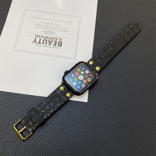 Coach コーチブランド Apple Watch 9 ultra バンド 華奢革 交換バンドハイブランドアップルウォッチ9 8/se2革ベルト 耐久性ブランドiwatch 7 8 9 バンド 丈夫Apple Watch 9 ultra/8/7/6ブランドベルト 流行り