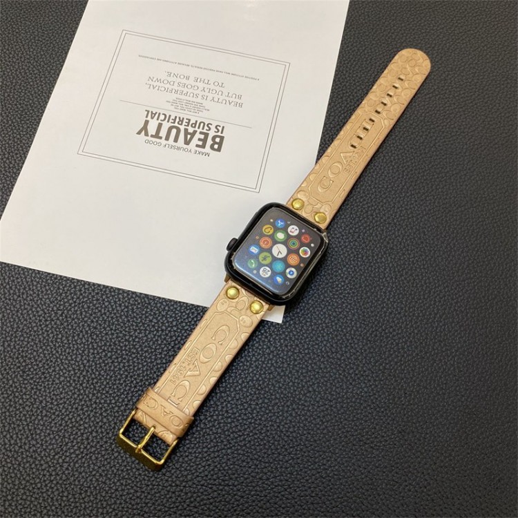 Coach コーチブランド Apple Watch 9 ultra バンド 華奢革 交換バンドハイブランドアップルウォッチ9 8/se2革ベルト 耐久性ブランドiwatch 7 8 9 バンド 丈夫Apple Watch 9 ultra/8/7/6ブランドベルト 流行り