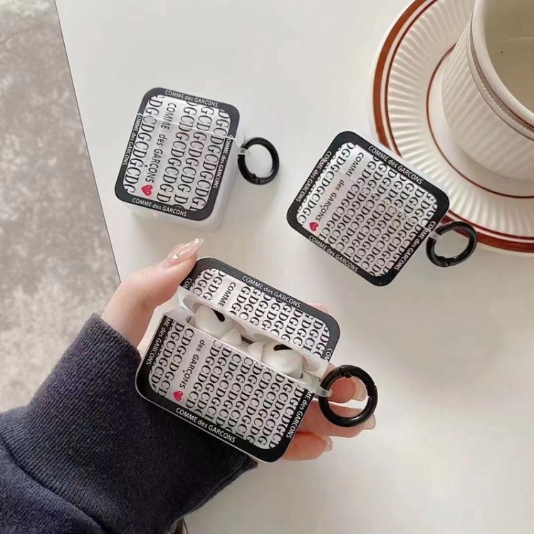 CDG ブランド airpods proカバー 軽量 紛失防止かわいいエアーポッズ3/2/1カバー個性スニーカー形のairpods pro2ケース 人気メンズ向けAirPods 3/2/1ケースブランドかっこいい