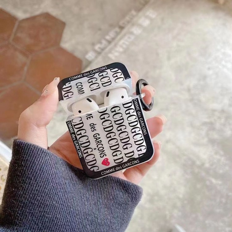 CDG ブランド airpods proカバー 軽量 紛失防止かわいいエアーポッズ3/2/1カバー個性スニーカー形のairpods pro2ケース 人気メンズ向けAirPods 3/2/1ケースブランドかっこいい