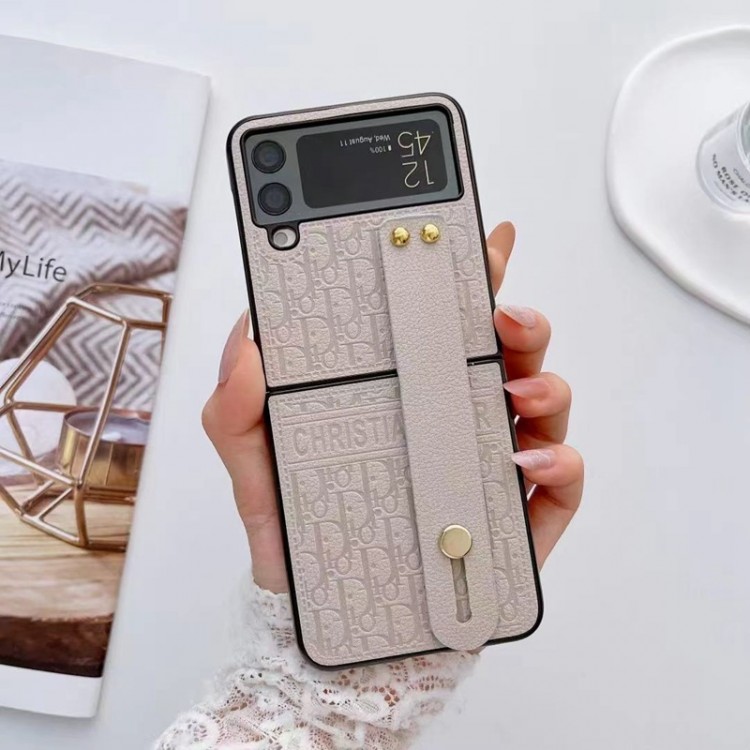 DIOR サムスンZ FLIP4 5 ケースブランド 型押し柄 ディオール Samsung Z Flip3 4 5 携帯カバー 滑り止め ギャラクシーz flipケース ハンドベルト GALAXY Z Flip3ケース 耐久性 多機能性 オシャレ 軽量 メンズ