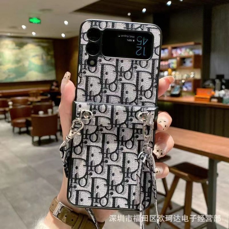 ブランド Dior ギャラクシーZ FLIP4 5Gスマホケース 取り外しストラップ付き ディオール Galaxy Z Flip3カバーケース 人気モノグラム柄 Samsung z flip4携帯ケース フルカバー 耐衝撃 おしゃれ 簡約 レディース 携帯便利 メンズ