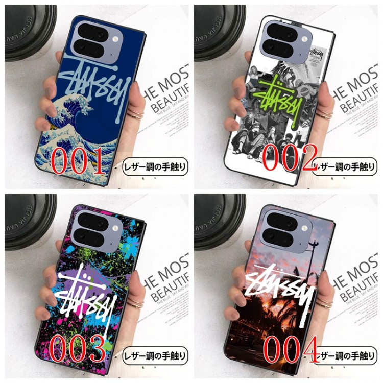 Stussy ステューシーGalaxy Z Flip8 7 6 5 4 3ブランドケースメンズ高級感 アイフォン ultra 折りたたみケースハイブランド galaxy z fold 8 ultra 7 6 5 4 スマホケース男女兼用大人っぽい グーグル ピクセルPro 11 10 9 foldブランドスマホカバー