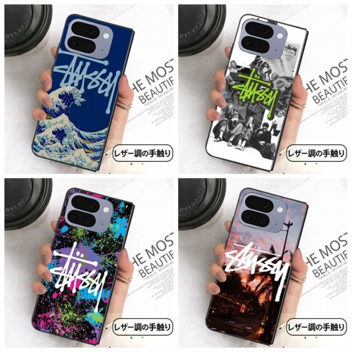 Stussy ステューシーGalaxy Z Flip8 7 6 5 4 3ブランドケースメンズ高級感 アイフォン ultra 折りたたみケースハイブランド galaxy z fold 8 ultra 7 6 5 4 スマホケース男女兼用大人っぽい グーグル ピクセルPro 11 10 9 foldブランドスマホカバー