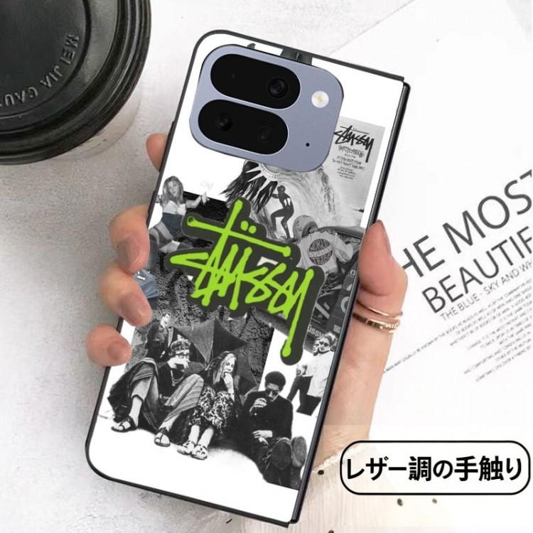 Stussy ステューシーGalaxy Z Flip8 7 6 5 4 3ブランドケースメンズ高級感 アイフォン ultra 折りたたみケースハイブランド galaxy z fold 8 ultra 7 6 5 4 スマホケース男女兼用大人っぽい グーグル ピクセルPro 11 10 9 foldブランドスマホカバー