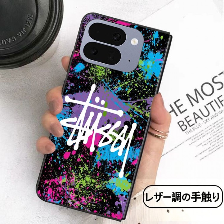 Stussy ステューシーGalaxy Z Flip8 7 6 5 4 3ブランドケースメンズ高級感 アイフォン ultra 折りたたみケースハイブランド galaxy z fold 8 ultra 7 6 5 4 スマホケース男女兼用大人っぽい グーグル ピクセルPro 11 10 9 foldブランドスマホカバー