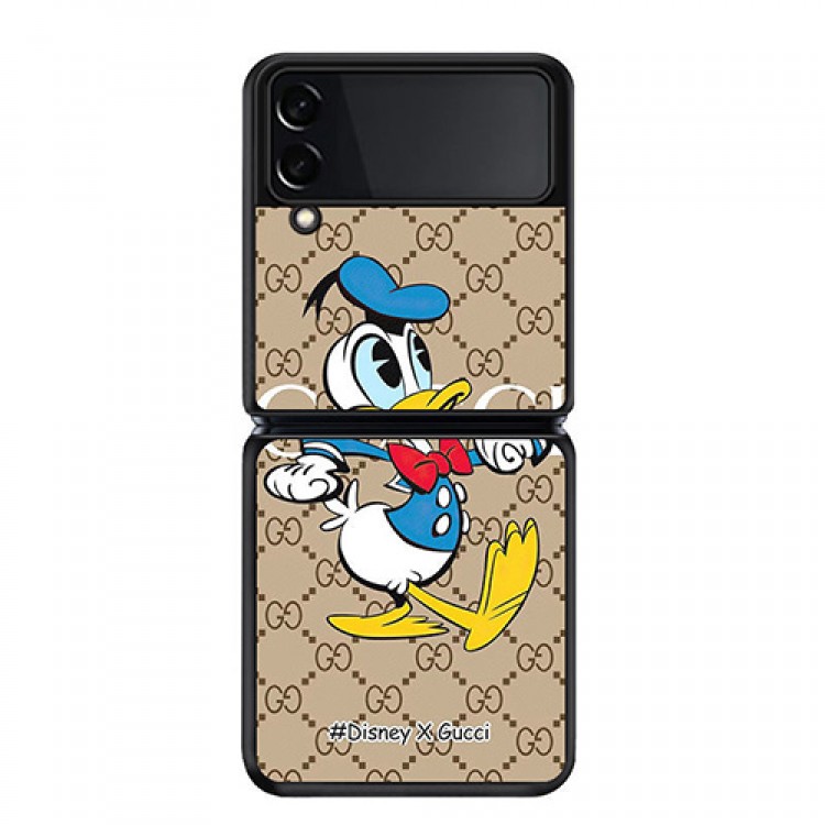 ブランド gucci GALAXY z flip3/zflipスマホケース 上下折り畳み式 携帯カバー レディース Disneyコラボグッチ ギャラクシーZ Flip3フルカバー 耐衝撃 可愛い ドナルドダック 高品質 ファッション メンズ